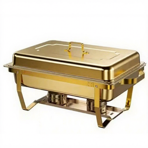 Espositore Pieghevole in Acciaio Inox per Buffet e Fornello con Riscaldamento Sottostante Colore Oro/Argento per Uso Ristorante - Product Image 2