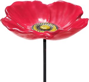 Estación de comederos para pájaros salvajes utilizada para el baño de pájaros, cuenco de riego para atraer Colibrí en el patio trasero decorativo, Amapola roja - Product Image 3