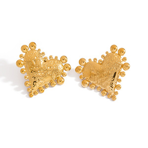 Heart-Shaped Stud <b>Earrings</b> 18K Gold Color Zinc Alloy Stainless Steel <b>Post</b> Gift Fashion Jewelry - Product Image 5