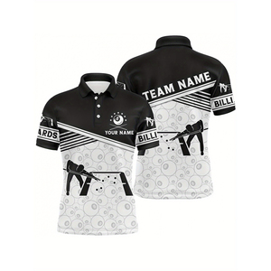 Polo Sublimado MARKAKRALI Eleva tu Estilo de Billar con Diseños Personalizables con Patrón de Bolas de Billar y Dragones - Product Image 1