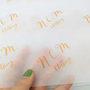 Papel tisú de seda para envolver zapatos, estampado personalizado con nombre de marca, blanco y dorado, regalo