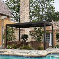 Pergola motorisée en aluminium 4x4, 3x3, 3x4, 3x5, 4x5m, à lames orientables électriques pour jardin et aménagement extérieur