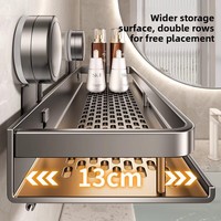 Étagère de salle de bain moderne minimaliste en aluminium pliable à ventouse, sans perçage ni clouage, rangement mural pour toilettes et lavabo