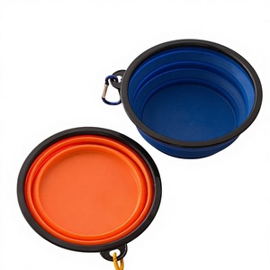 Bol de Voyage Pliable 2-en-1 pour Chien : Gamelle et Abreuvoir Rond en <span class=keywords><strong>Silicone</strong></span> Rétractable pour l'Extérieur - Product Image 1
