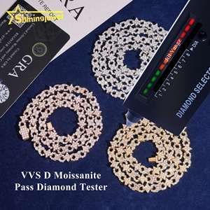 Collana con bracciale cubano Moissanite con catena a maglia a forma di stella piccola fila con anelli cubani di diamanti Hip Hop personalizzati - Product Image 5