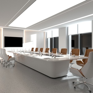 Table de conférence de bureau moderne et luxueuse en blanc, convertible et extensible, pour salle de réunion ou salle de conseil - Product Image 4