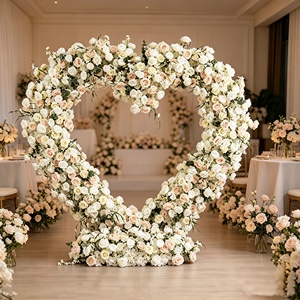 Arreglo Floral Artificial para Boda, Corazón de Rosas de Seda, Fondo Moderno Hecho a Mano para Decoración de Bodas y Fiestas - Product Image 4