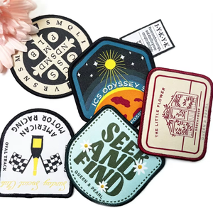 Custom Manufacturer High Quality Logo Text Woven <strong>Patches</strong> <strong>Sew</strong> Iron <strong>on</strong> Back for Clothing Hats With Merrow Border - Product Image 3