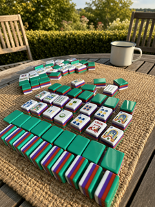 En gros, ensemble de luxe en acrylique pour voiturette de golf, comprenant des tuiles de Mahjong américaines, une balle de tennis, un tee de golf, une raquette, un Joker à lettres bleues et un jeu sur le thème des vacances - Product Image 3
