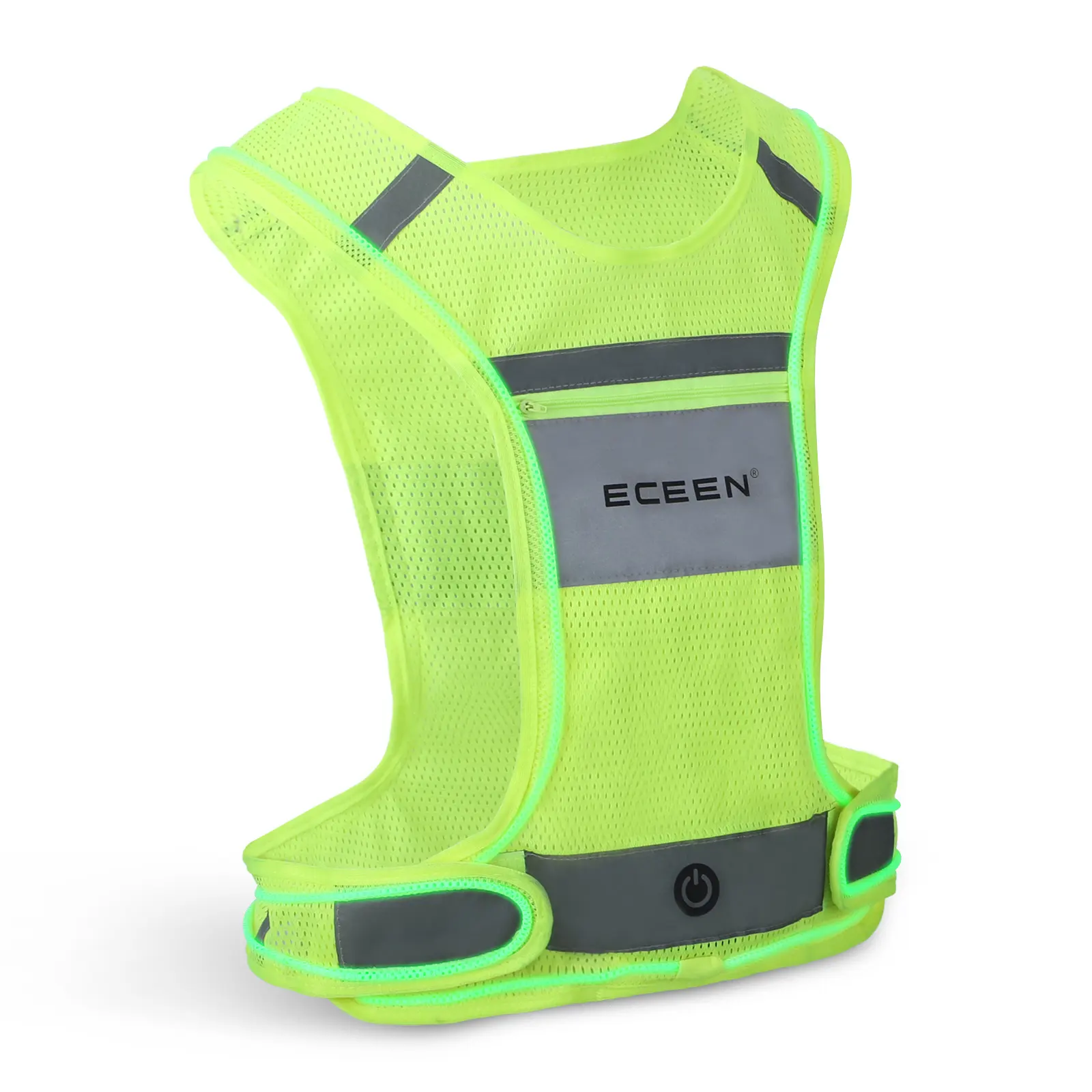 cycling high visibility chalecos safety 3 Light Modes rechargeable battery LED safety vest with lights jacket white Vest