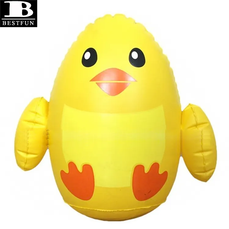 animal shape baby bop bag inflatable baby toys 25cm tall baby chicken tumbler ball toys for kids