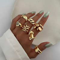 Bagues Chics Dainty J&D pour Femmes en Acier Inoxydable 18 Carats, Style INS, Bagues Volumineuses Double Couche Brillantes