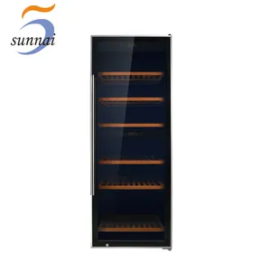Sunnai Gold Supplier Optional Luxury Commercial Large Wood Rack Glass Door Wine Cellar Fridge