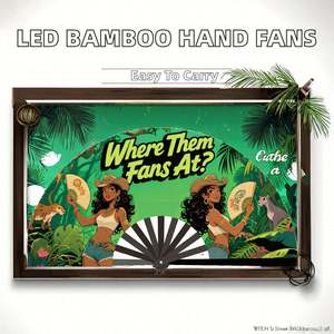 Abanicos Plegables de Bambú Personalizados de 13 Pulgadas con LED, Diseño Musical, Decoración Portátil para el Hogar, Grabado para el Año Nuevo Chino - Product Image 3