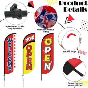 Bandera de Plumas Personalizada con Diseño Abierto para Publicidad Comercial, Pancarta Roja/Amarilla Impermeable, Ideal para Eventos de Inauguración - Product Image 4