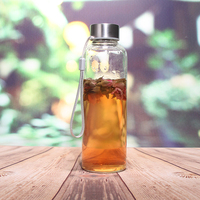 Bouteille d'eau transparente en verre borosilicate de haute qualité pour adultes, avec couvercle en acier inoxydable, écologique et compatible lave-vaisselle