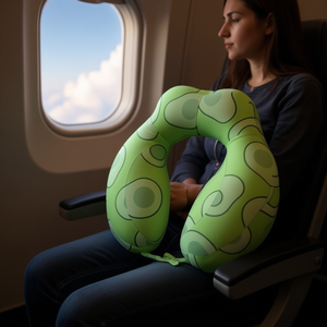 Hb Sport <b>U</b>-<b>Shaped</b> Travel <b>Pillow</b> 30cm Green Printed Neck Support For Kids And Adults - Product Image 2