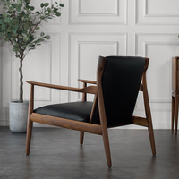 Fauteuil de détente au design nordique, mobilier scandinave pour salon, chaise longue individuelle en bois massif, fauteuil relaxant en PU pour bureau à domicile et chambre