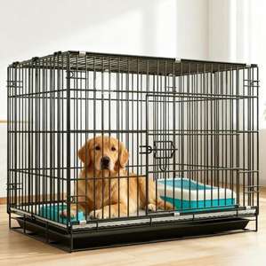 Cage à chien pliable en métal pour intérieur 2025, plateau en plastique, bouton, motif solide, écologique, parc pour chiots de petite race, séparateur - Product Image 1