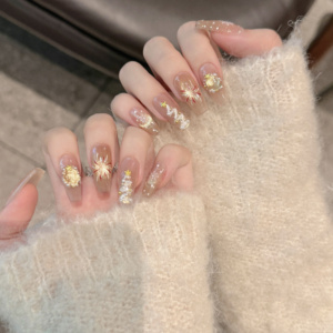 Diseño # 2584 # 2589 # 2591 <span class=keywords><strong>Uñas</strong></span> Postizas de Navidad con Diseño de Fuegos Artificiales, <span class=keywords><strong>Uñas</strong></span> de Gel de Lujo Hechas a Mano, Ojo de Gato, 10 Piezas - Product Image 6