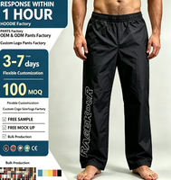 Pantalon décontracté évasé anti-boulochage pour homme, taille élastique, en tissu peigné 220 grammes, coupe ample, délavé à l'acide, léger et infroissable