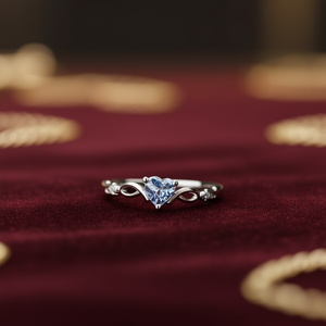 Anillo de Diamante Azul Platino con Corte Corazón para Mujer, Anillo de Compromiso Romántico con Piedra Preciosa, Engaste de Garras, Diseño Infinito, Chapado en Platino - Product Image 2