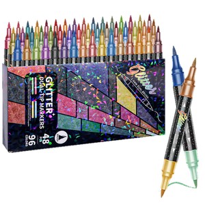 Marcador de Doble Punta <span class=keywords><strong>Bicolor</strong></span> con Purpurina, Punta Suave, para Pintura, Acuarela, Tarjetas de Felicitación, Graffiti, Regalo de Navidad - Product Image 5