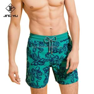 Tissu recyclé en polyester RPET imprimé floqué, extensible dans les quatre sens, certifié GRS, respectueux de l'environnement, short de sport pour homme recyclé - Product Image 1