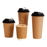 Gobelets à café en papier kraft biodégradable à double paroi, imprimés sur mesure, 8 oz/12 oz/16 oz, pour boissons chaudes, certifiés QS/ISO9001, avec couvercle