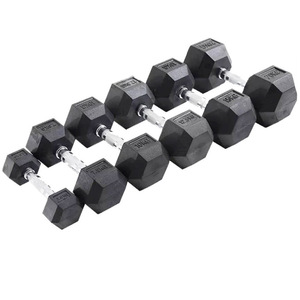 Factory Wholesale Home Gym Equipment Fitness Power Free Weight Lifting Hex <b>Dumbbell</b> Set Rubber - Product Image 3