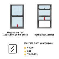 Fenêtres verticales suspendues en aluminium commercial, personnalisables avec des cadres en alliage d'aluminium et des fenêtres en verre standard