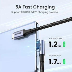 สายชาร์จ UGREEN US334 5A หัวงอ 90 องศา USB-C รองรับ PD 100W ชาร์จเร็ว สำหรับ iPhone 15 - Product Image 3