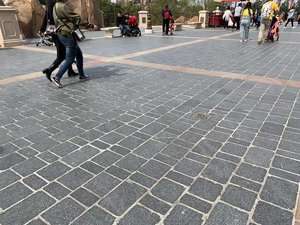 Tự nhiên màu xanh đậm <span class=keywords><strong>porphyry</strong></span> lát đá cuội lưới ủng hộ Fan Shape porfido lát sân vườn đá gạch lưới trên Net - Product Image 2