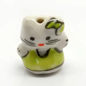 Customised colors designs handpainted colorful cute porcelain cat animal beads for diy jewelry making