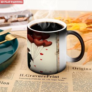 Hot Drink Lover Mug Frosted Black 11oz <b>Ceramic</b> Heat Color Changing Magic <b>Cup</b> - Product Image 5