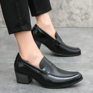 Tacco alto Penny mocassini scarpe per gli uomini che cuciono di bell'aspetto moda di alta qualità a punta da uomo Casual formale scarpe - Product Image 5