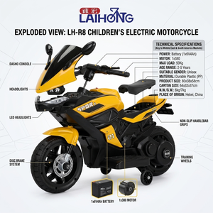 Nouveau modèle, petite taille, prix bas, moto pour enfants, vélo électrique pour enfants, 2 à 4 ans, unisexe, en plastique PP, alimenté par batterie - Product Image 6