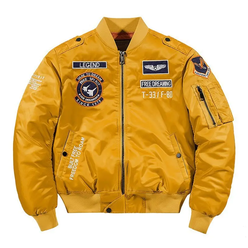 폭격기 재킷 OEM 사용자 정의 디자인 하이 퀄리티 emb 패치 로고 나일론 방수 ma 1 비행 폭격기 재킷 mens