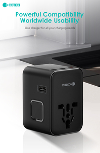 Sạc nhanh COTECi 45W GaN PD QC <span class=keywords><strong>3</strong></span>.0 <span class=keywords><strong>3</strong></span> trong <span class=keywords><strong>1</strong></span>, bộ chuyển đổi EU/US sang EU/US, ổ cắm châu Âu, bộ sạc du lịch, bộ chuyển đổi phích cắm đa năng - Product Image 3