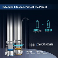 Système de filtre à eau en acier inoxydable à débit rapide de comptoir 5 microns CARBON BLOCK KDF ANTI SCALE FILTER filtre d'élimination du plomb