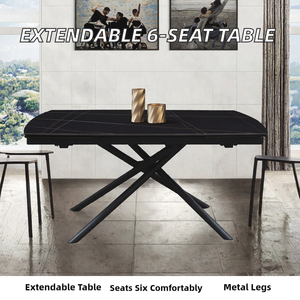 CARBERRY Fashion Design Modern Farmhouse Apartment Hotel Metal <b>Dining</b> Room-6 <b>Chairs</b> Sintered Stone Extendable <b>Dining</b> <b>Table</b> - Product Image 2