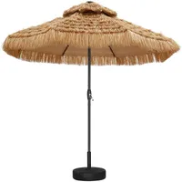 Более популярный открытый соломенный зонт для отдыха природного цвета с солнечной светодиодной подсветкой, пляжный зонтик