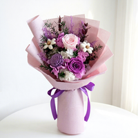 Bouquet de roses éternelles faites à la main multicolores pour Noël, mariage, anniversaire, Saint-Valentin, vente en gros