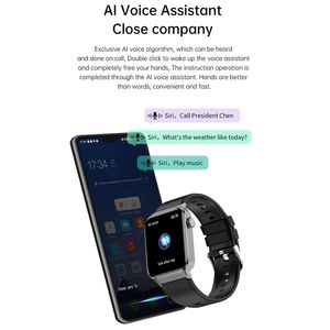 Reloj inteligente T50 de 1,85 pulgadas IP67 resistente al agua, banda de silicona compatible con asistente de voz, monitoreo de salud, Monitor DE SALUD Compatible con iOS - Product Image 4