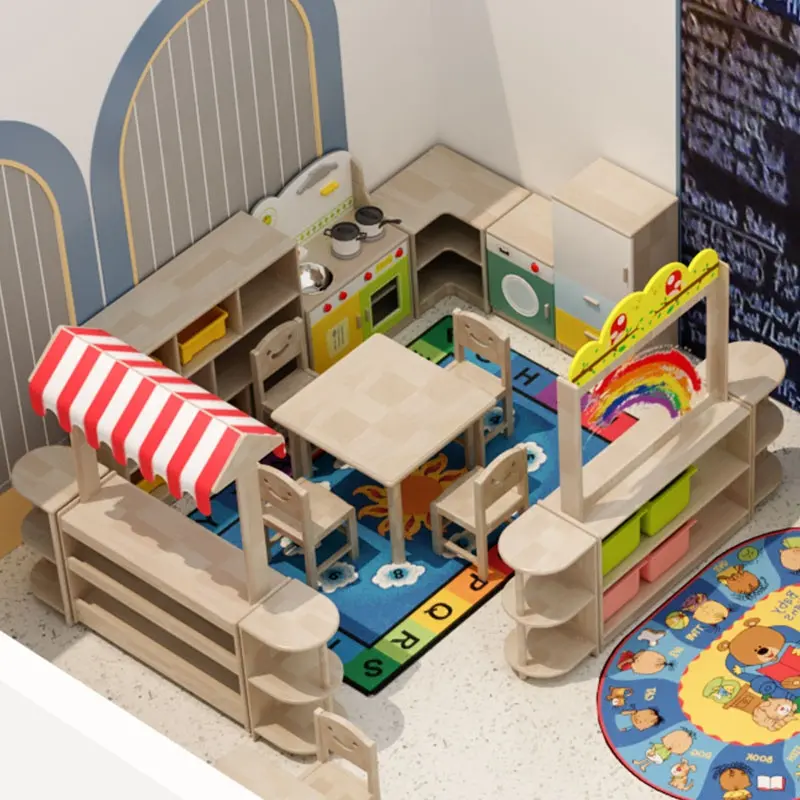 Daycare Children's Pretend Play Furniture Set Wooden for Preschool Classroom