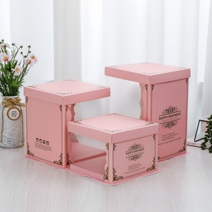 Boîte à gâteaux Double hauteur carré en plastique rose personnalisé individuel transparent tarte biscuit Cupcake boulangerie cadeau boîte à gâteaux