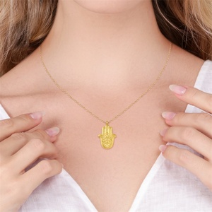 Popular Fashion Jewellery Stainless Steel Gold Hamsa Hand Pendant Necklace - Product Image 4