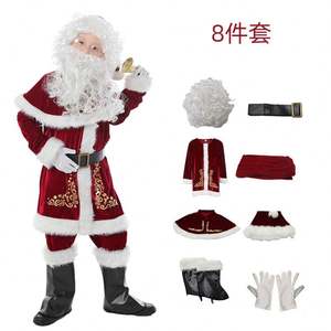Vente flash Costume de Noël rouge de luxe pour adulte pour cosplay Costume de Père Noël Costume de Père Noël pour adulte et enfant - Product Image 4