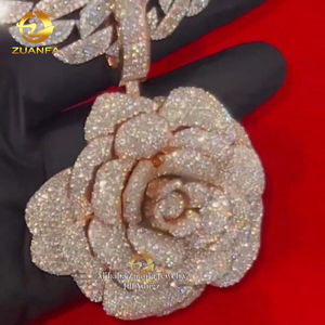 Perhiasan mewah <span class=keywords><strong>Camellia</strong></span> 3D Mode Tinggi 2.8 inci liontin hip hop kustom liontin Ice Out liontin Moissanite kustom - Product Image 6