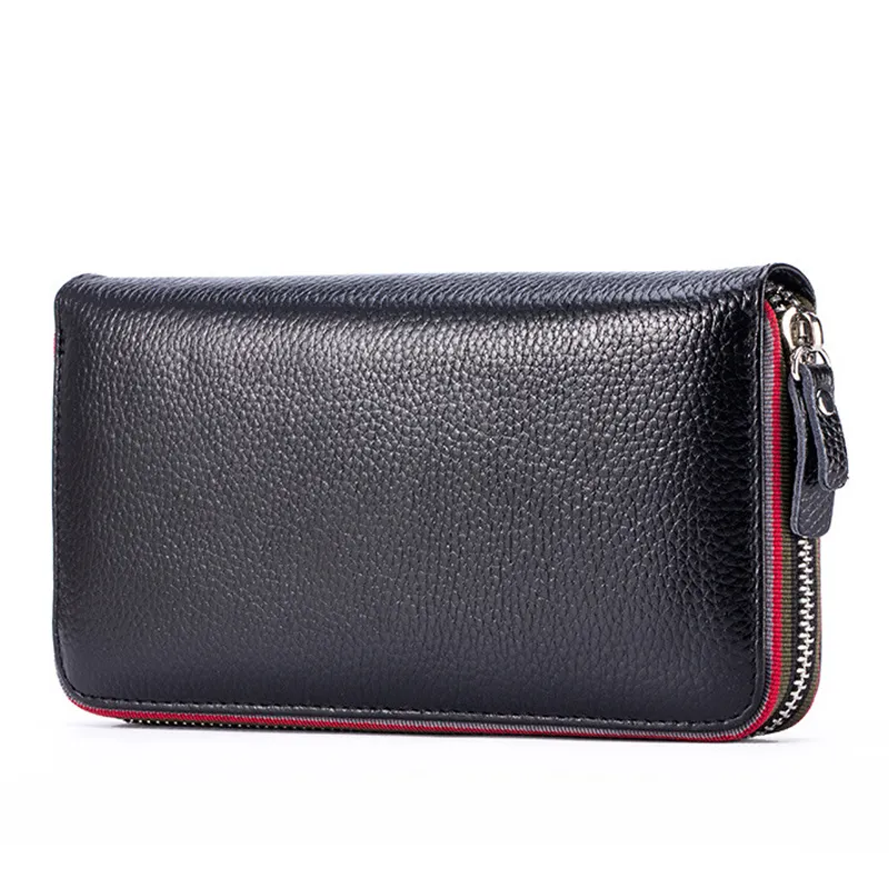 Wallet für Women First Layer Cowhide Female Travel Purse Zipper Genuine Leather Long Design Women der Wallet Phone Clutch